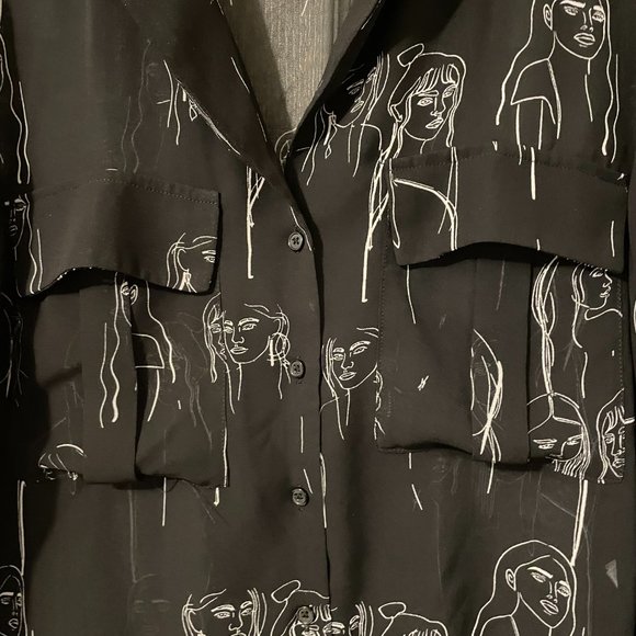 Simons - black/white  blouse - size large - NEW - Picture 4 of 7